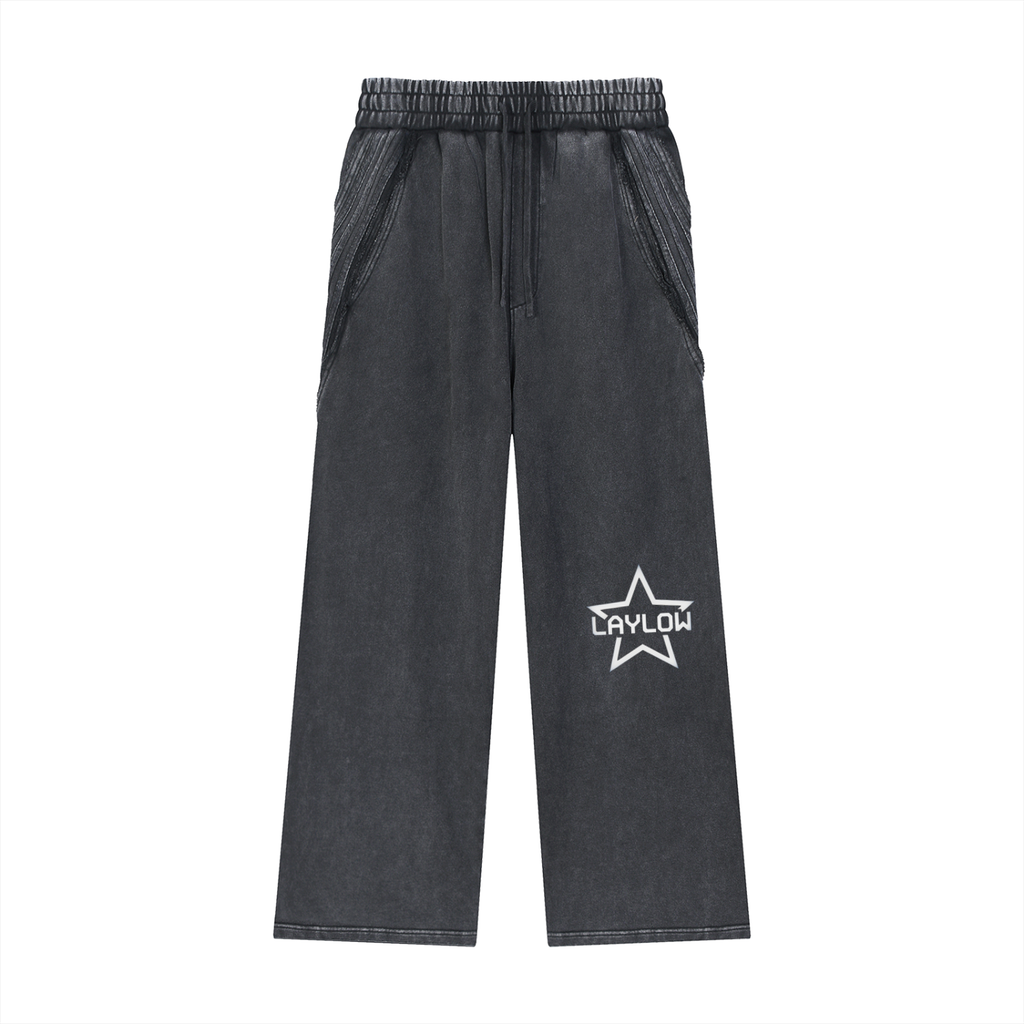 Snow Washed Tape Raw Edge Sweatpants