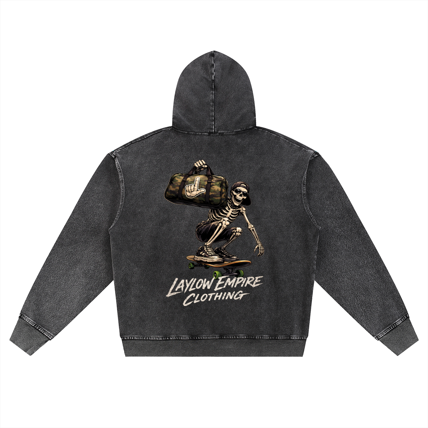 Snow Wash Oversized Zip-Up Hoodie