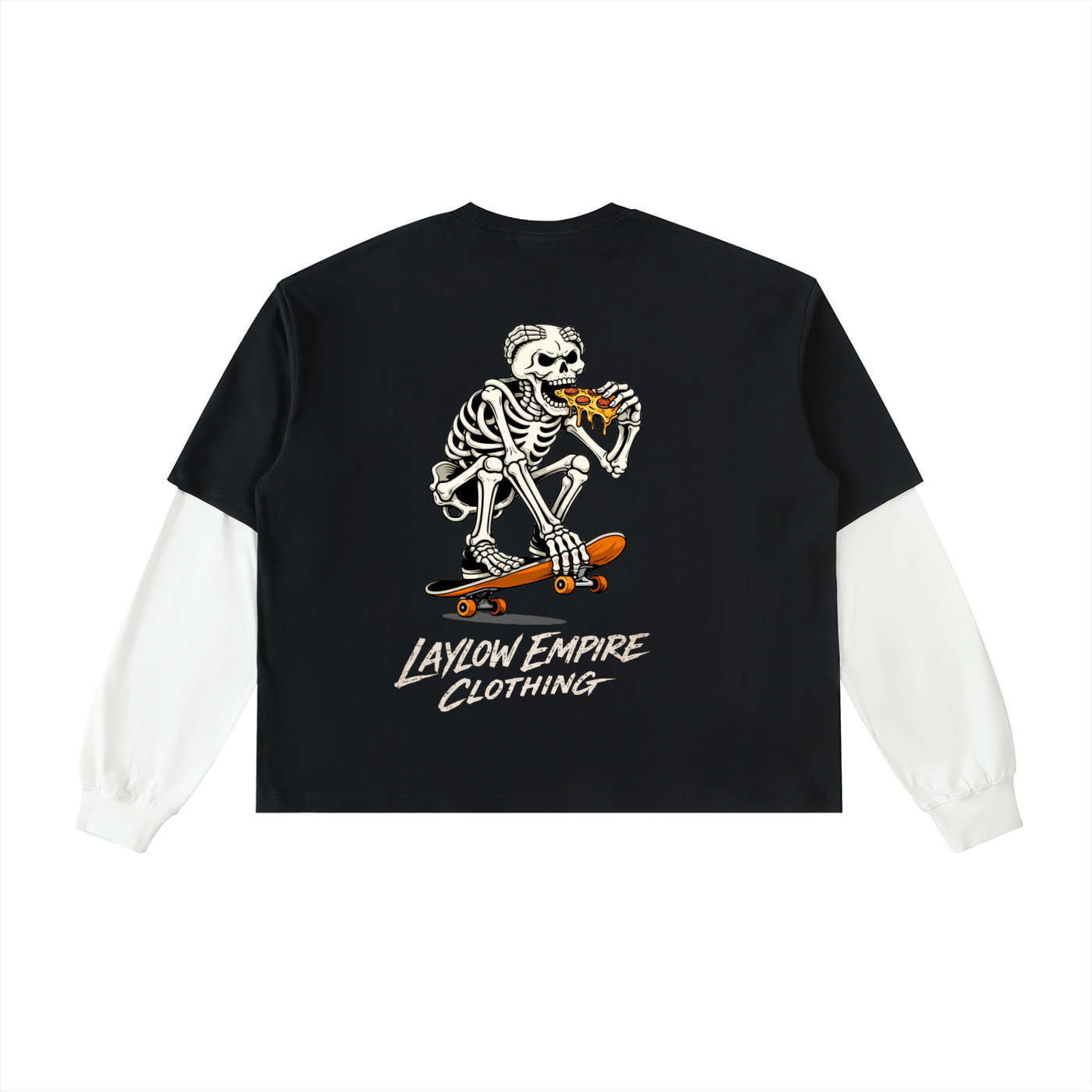 Layered Contrast Sleeve Cotton T-Shirt- “skater tee “