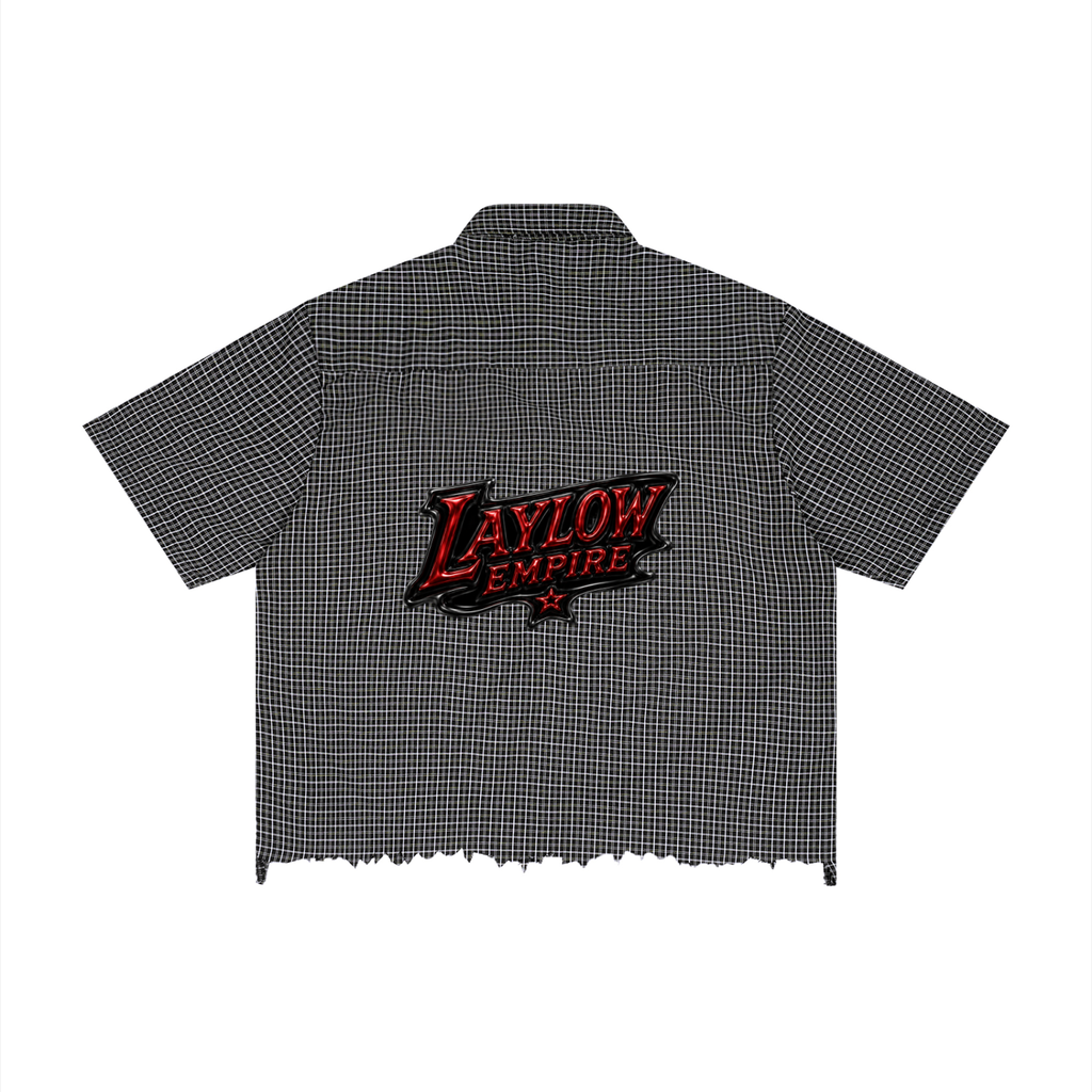 Unisex Distressed Plaid Boxy Shirt