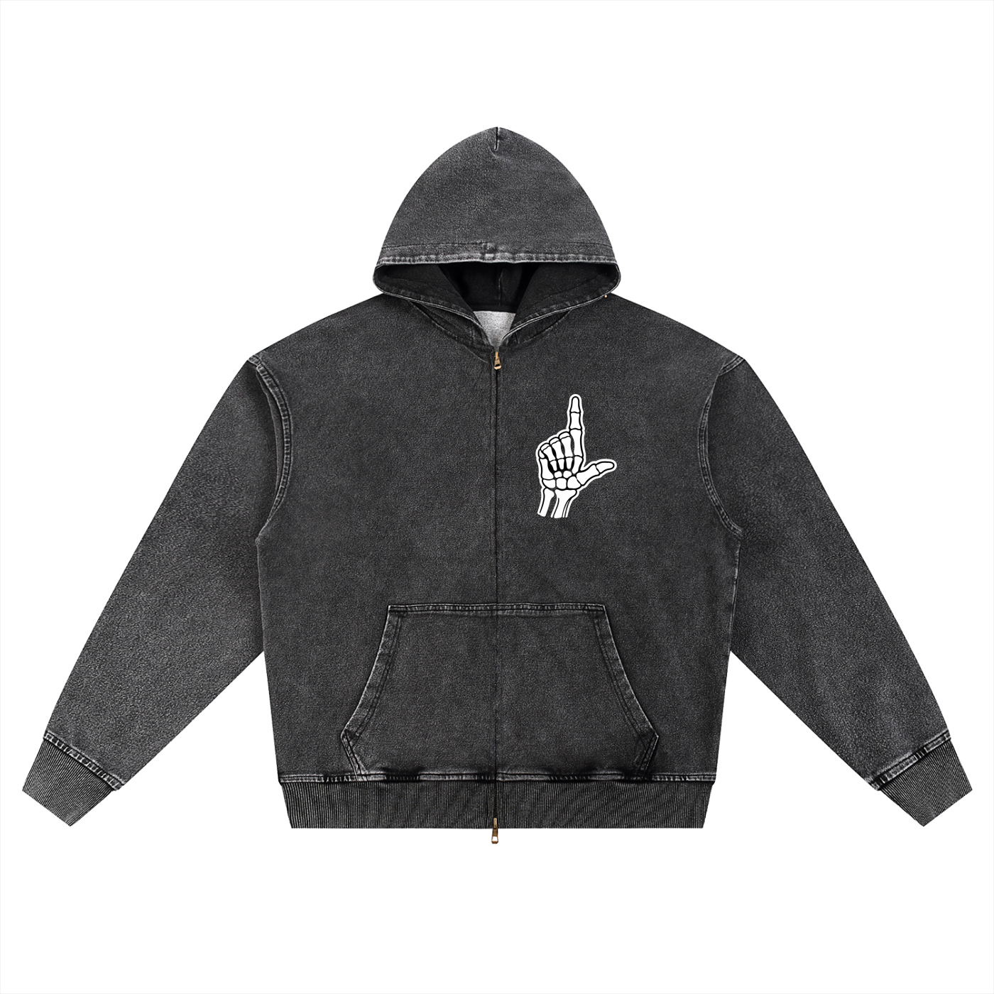 Snow Wash Oversized Zip-Up Hoodie