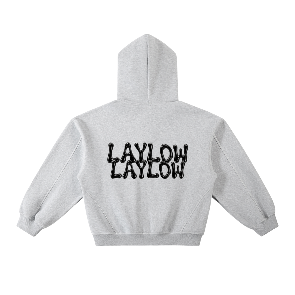 Contrast-Stitched Boxy Fleece Hoodie