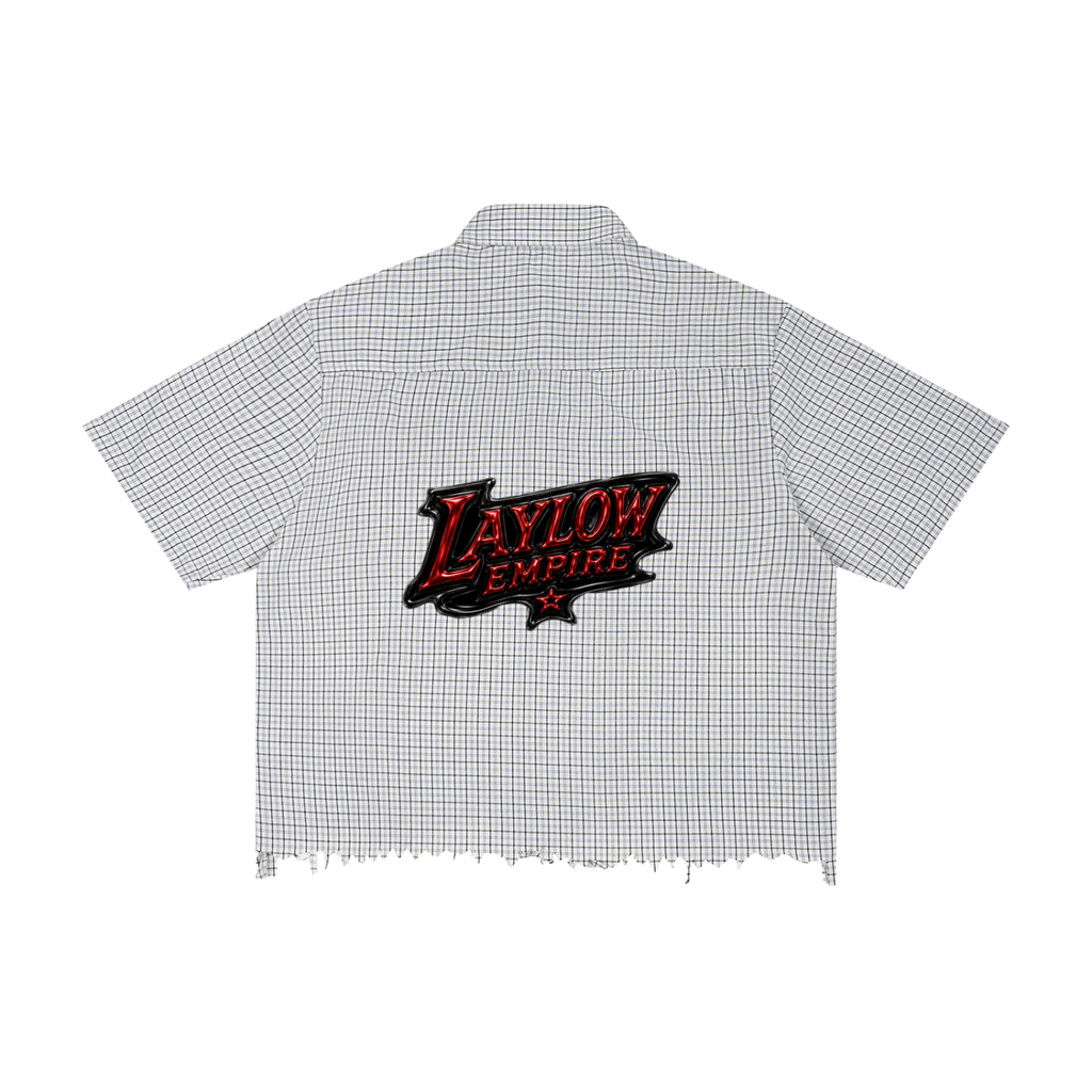 Unisex Distressed Plaid Boxy Shirt