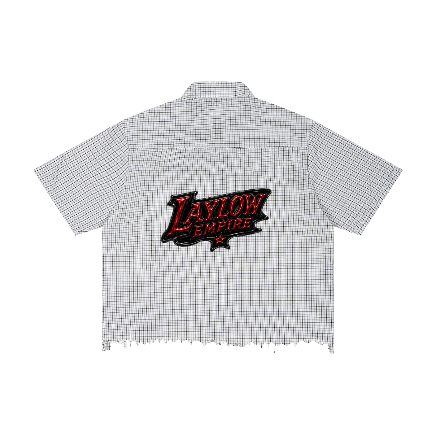 Unisex Distressed Plaid Boxy Shirt