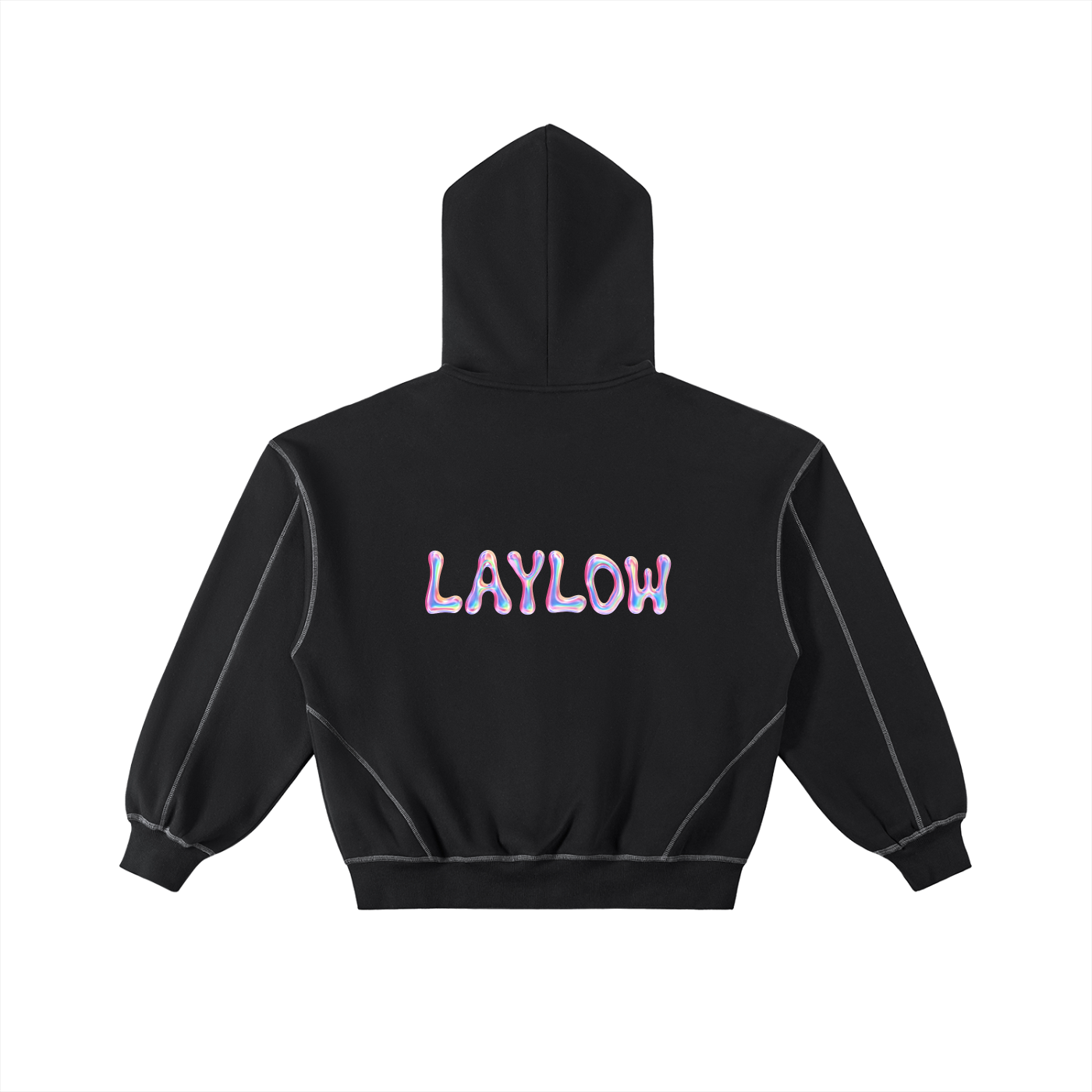 Contrast-Stitched Boxy Fleece Zip Hoodie