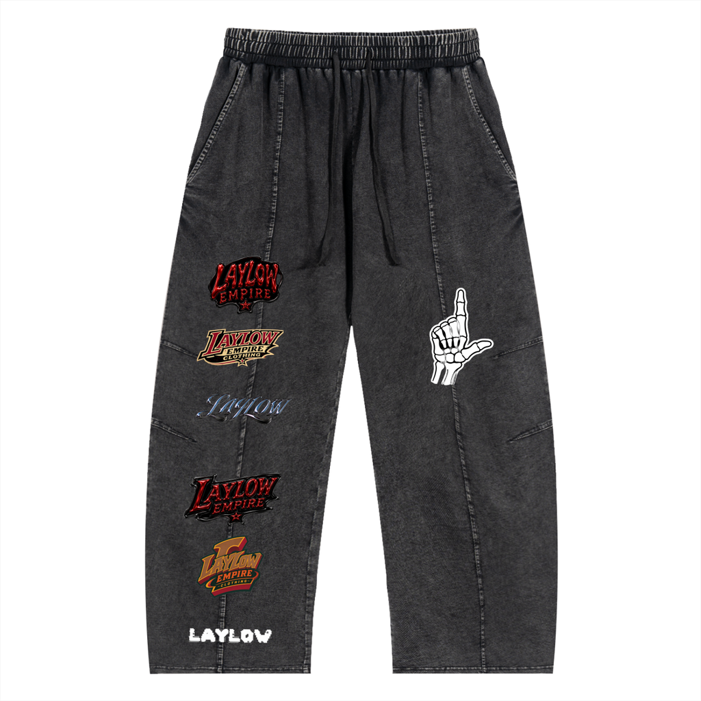 Snow Wash Drawstring Cotton Pants